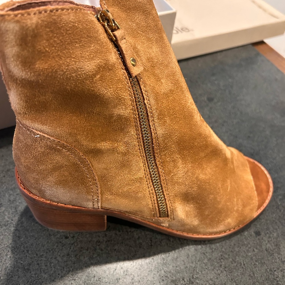 Nina Camel Suede Ankle Booties